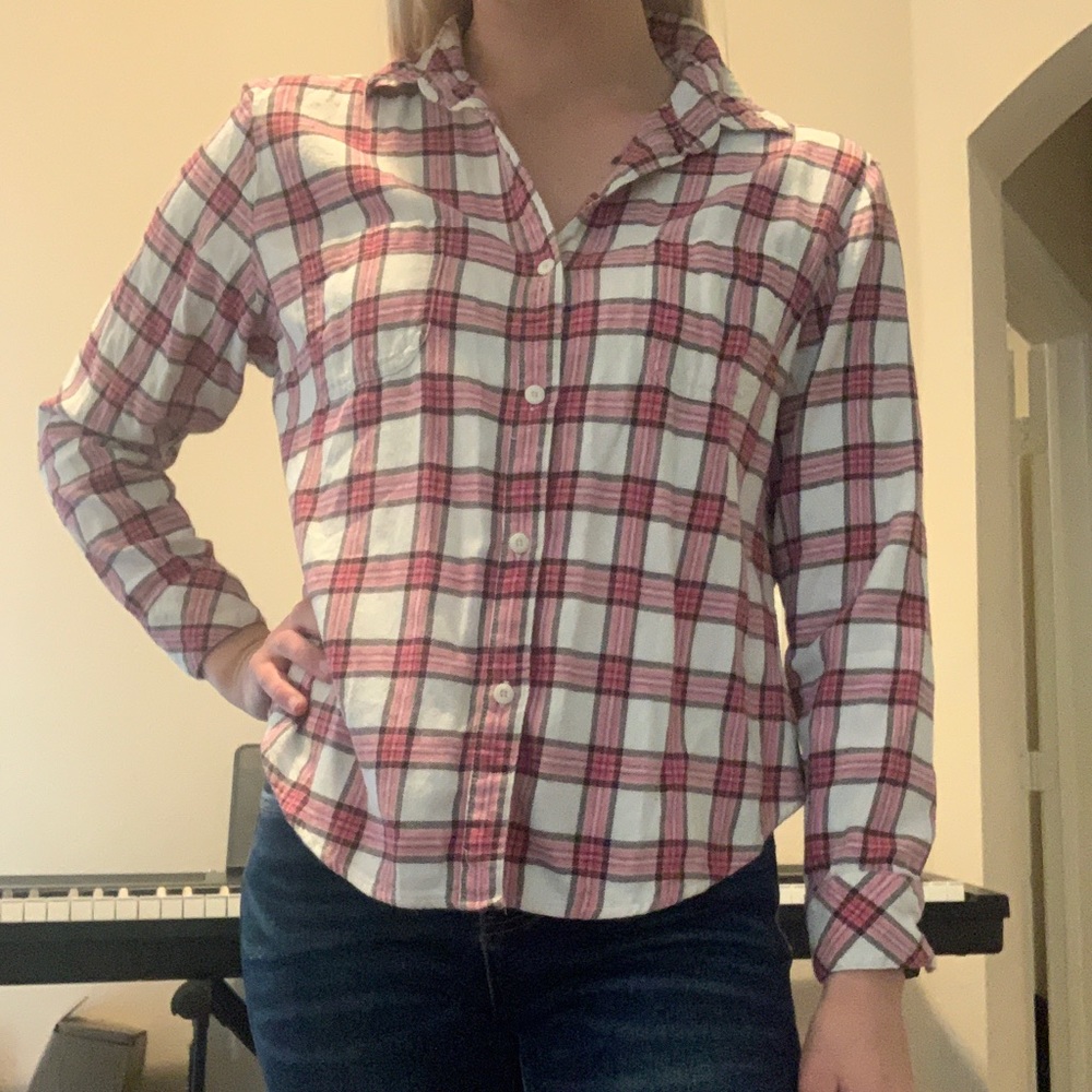 Pink and white flannel